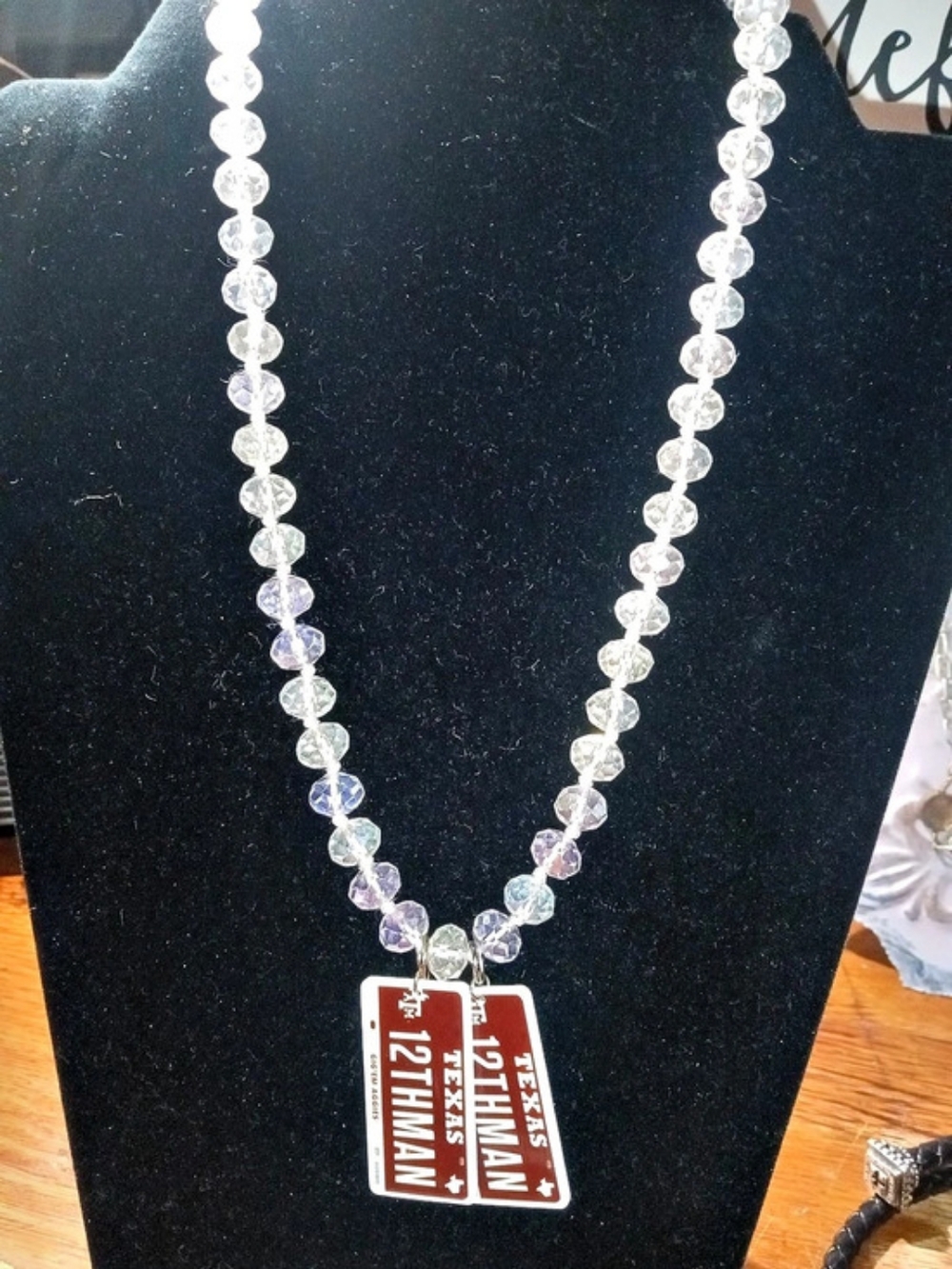 Texas A&M 12th Man And Crystal Beaded Necklace